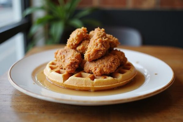 Signature fried chicken waffle dish